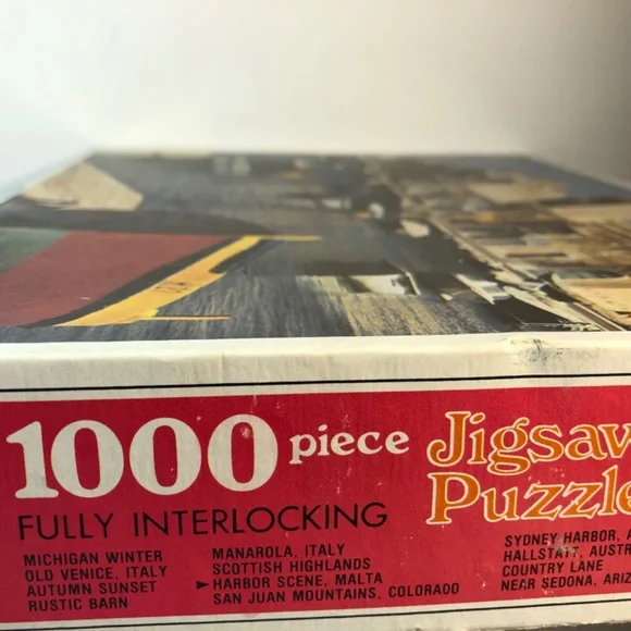 Vintage Whitman 1000-piece jigsaw puzzle featuring a "Harbor Scene, Malta - Picture 5 of 7